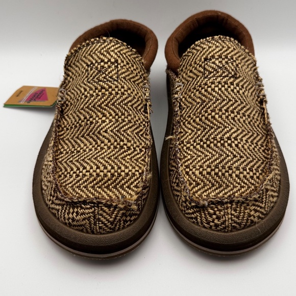NWT Sanuk Original Sidewalk Surfers Chiba Jute Loafer Brown Men's Size 7 Vegan - Picture 2 of 12